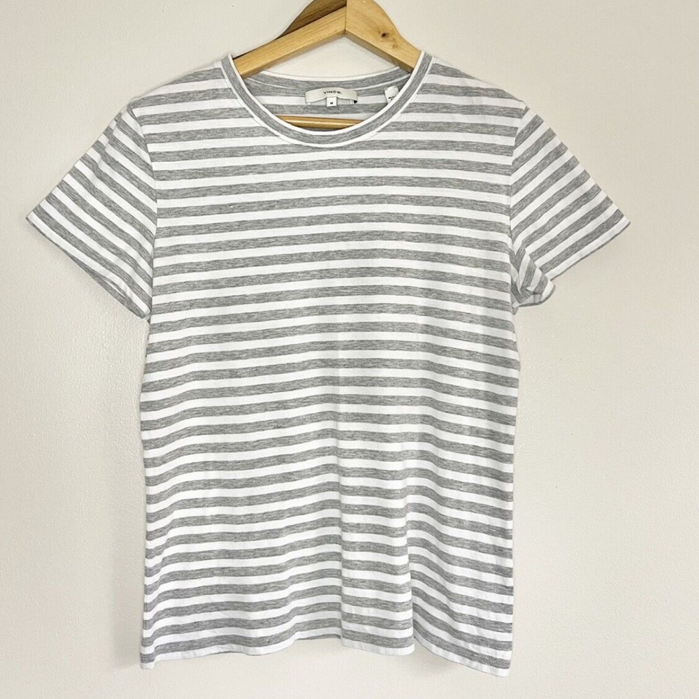 Vince Grey & White Striped T-shirt Size Small
